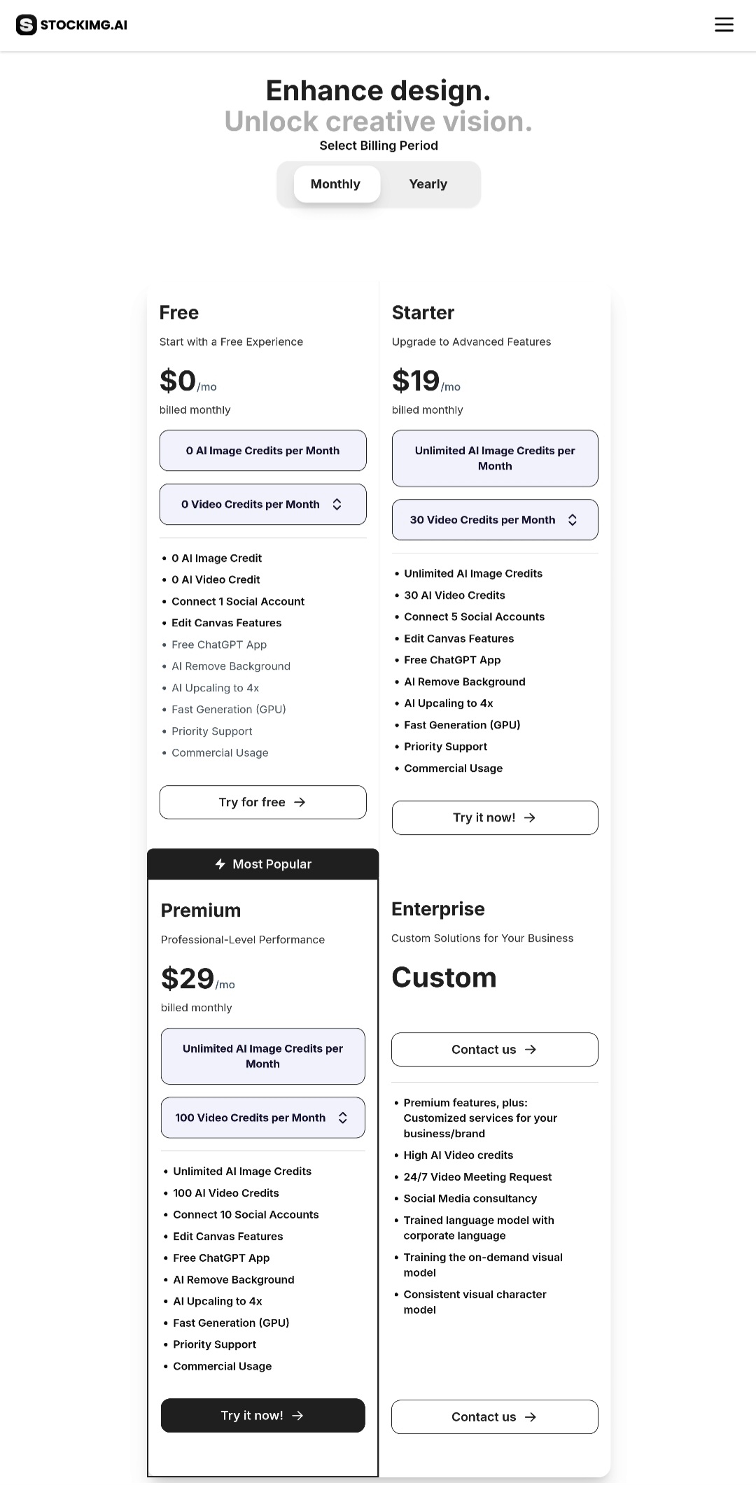 Stockimg AI Pricing